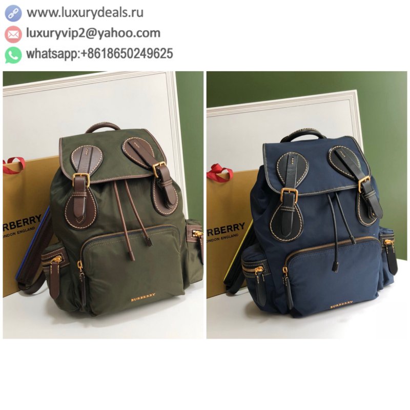 Burberry nylon material with calfskin military backpack