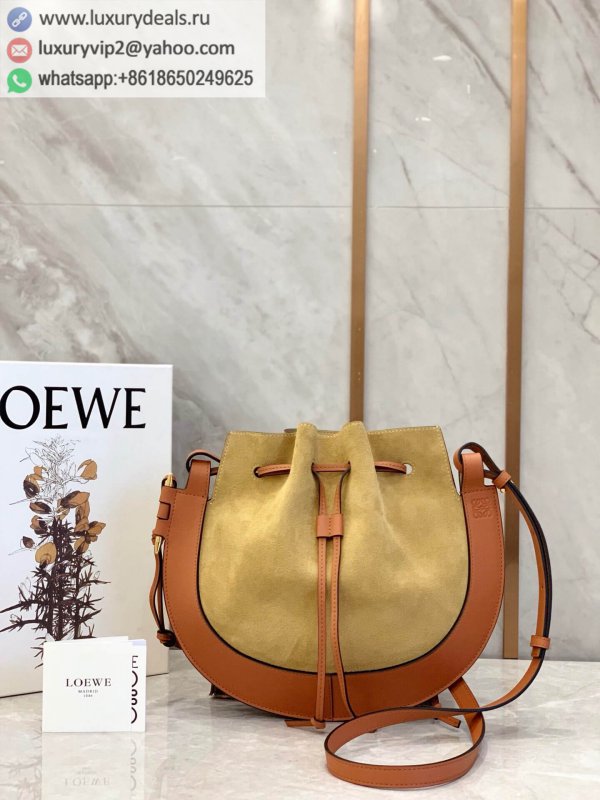 LOEWE Horseshoe UFO bag 0526 brown and yellow color matching