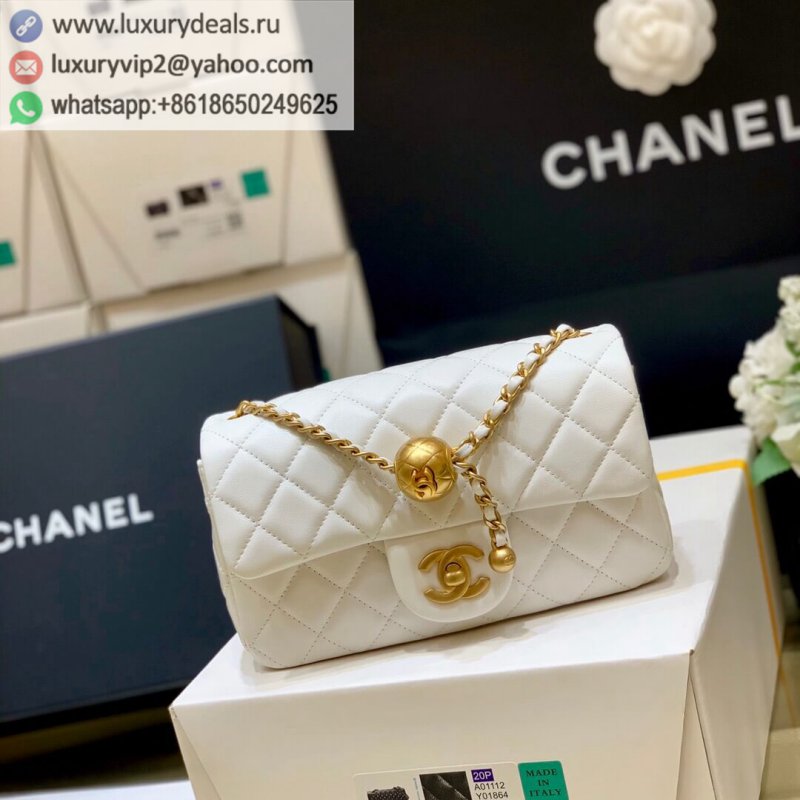 Chanel Flap Bag Metal Ball Bag Golden Ball CF Large Mini AS1787 White