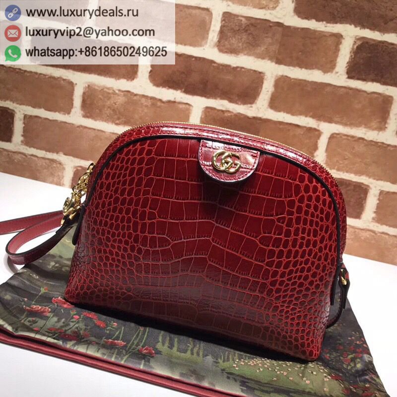 Gucci red crocodile print shoulder bag 499621