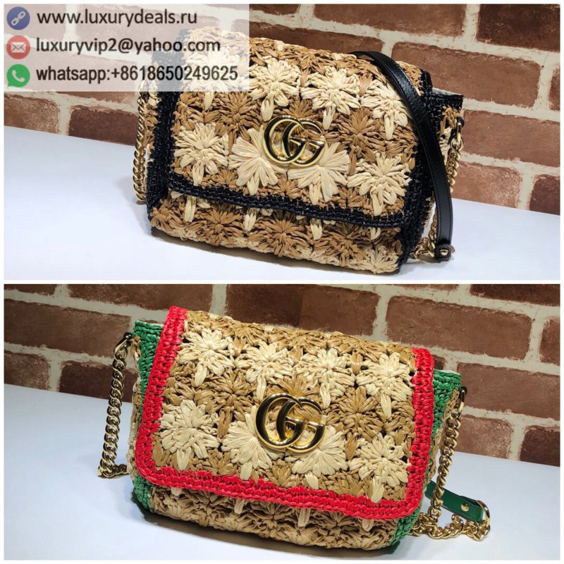 Gucci Raffia GG Marmont Series Raffia Small Shoulder Bag 574433