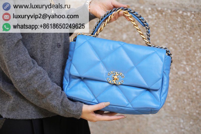 Chanel 19 Flap Bag AS1161 Medium 30CM North Wind Blue