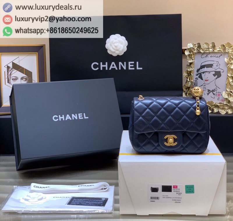 Chanel Flap Bag Metal Ball Bag Golden Ball CF Square Fat AS1786 Dark Blue