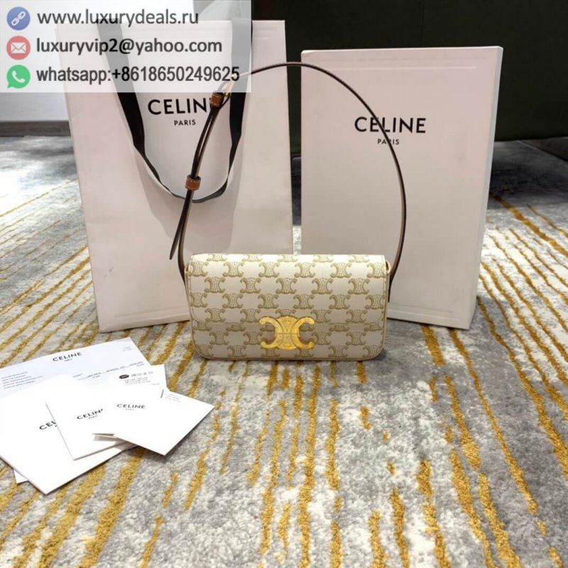 Celine Triomphe Underarm Bag 194143 White Flower