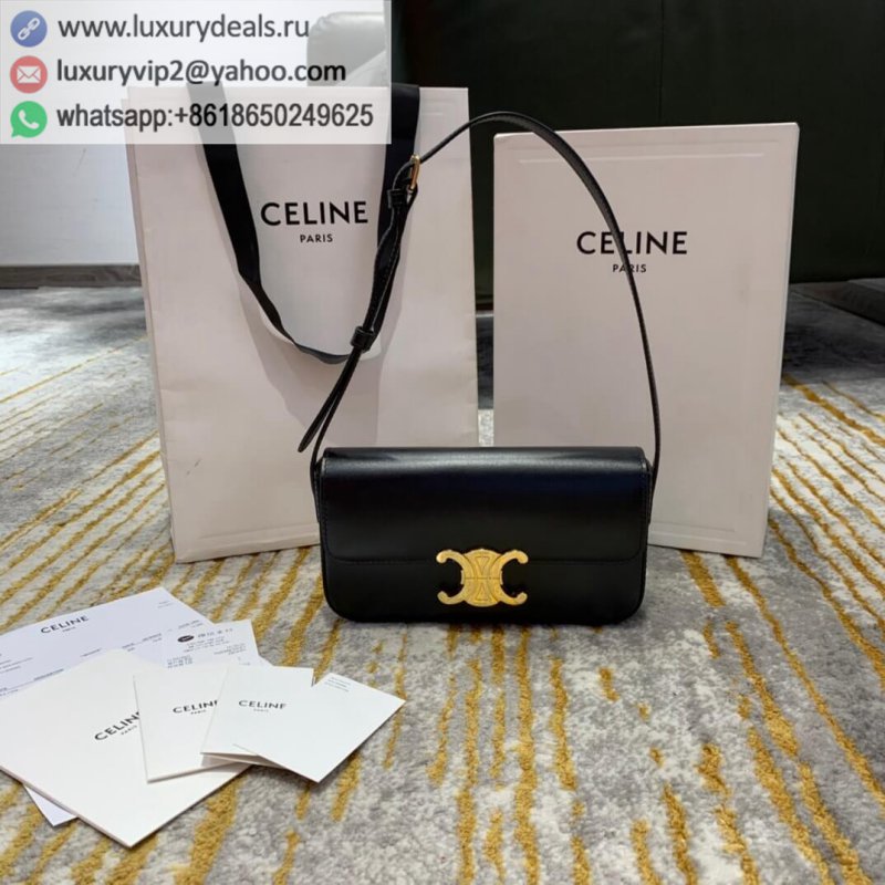 Celine Triomphe Leather Underarm Bag 194143 Black