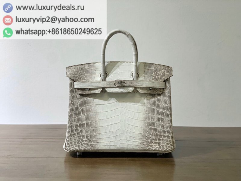 Hermes Birkin 25 Nile Crocodile Himalayan Silver Buckle BK25