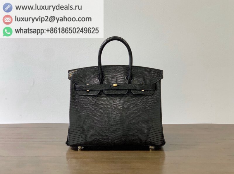 Hermes Birkin 25 Lizard Leather Gold Buckle Handmade BK25