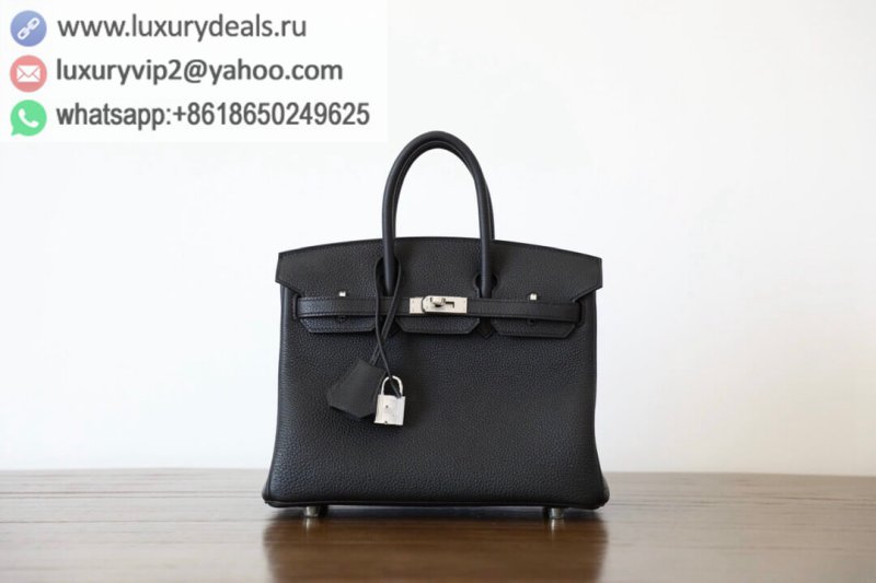 Hermes Birkin 25 togo black silver buckle handmade BK25