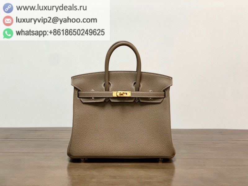 Hermes Birkin 25 togo elephant gray gold buckle handmade BK25