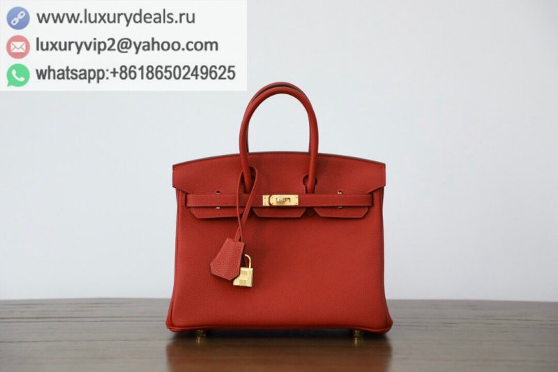 Hermes Birkin 25 togo Chinese red gold buckle handmade BK25