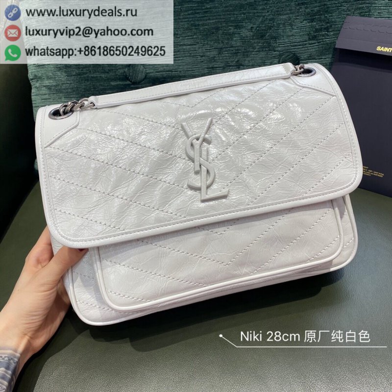 Saint Laurent YSL Niki Medium 28cm 633158 Pure White