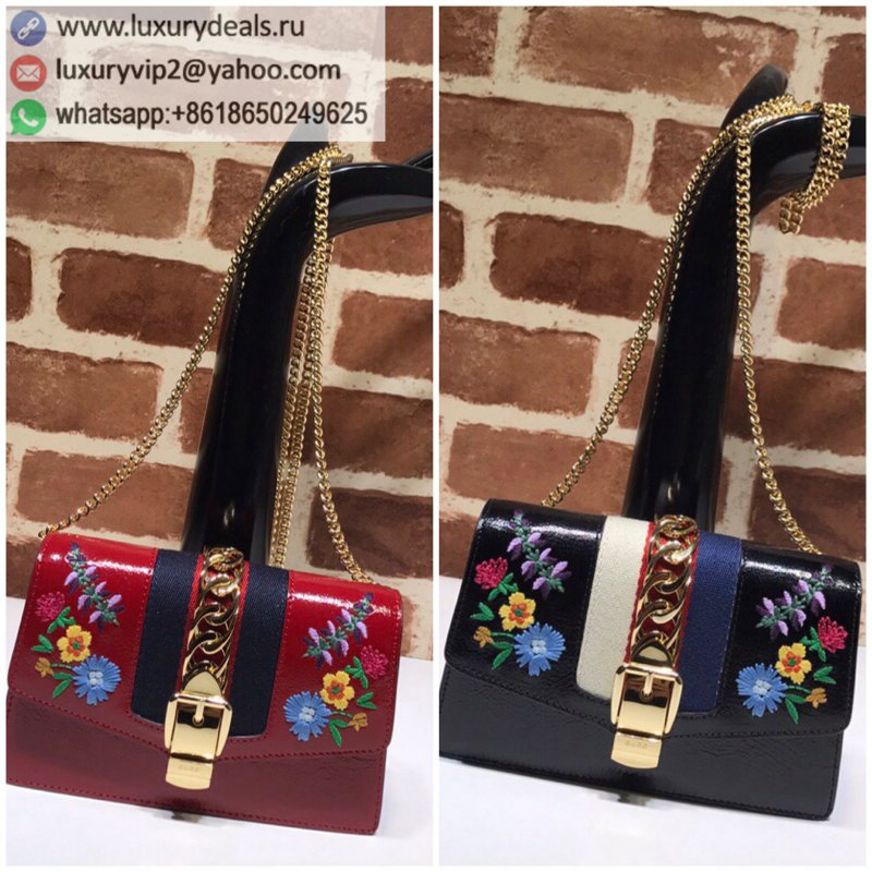 Gucci leather embroidered one-shoulder messenger bag 494646