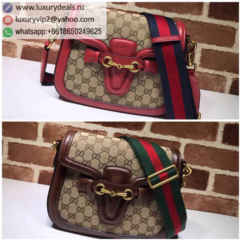 Gucci Lady Web Canvas GG Fabric Shoulder Bag Retro Canvas Flap Bag 383848