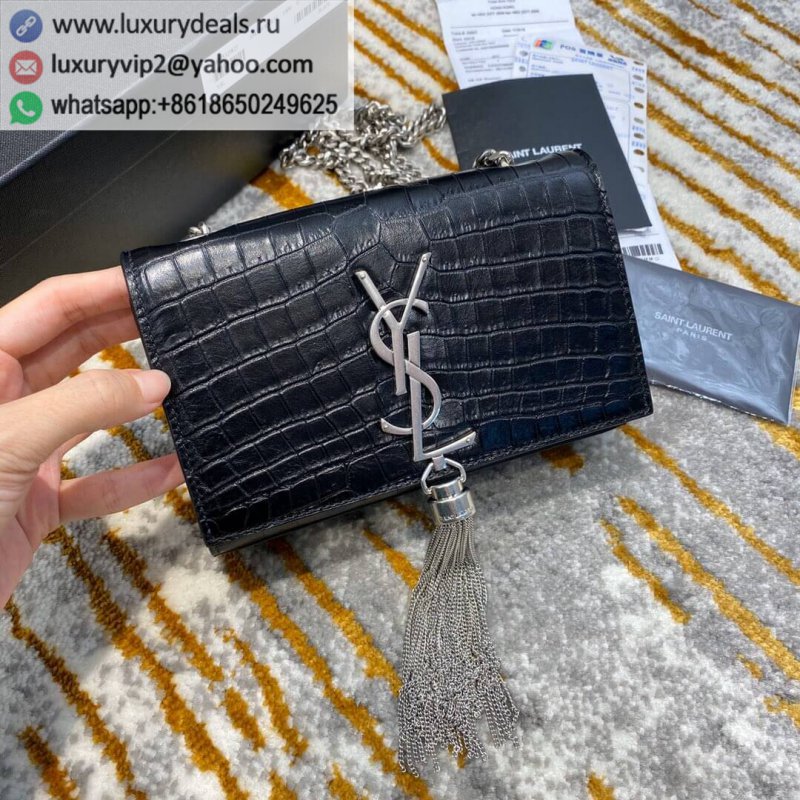 Saint Laurent YSL Kate 17cm Bag 354120 black crocodile pattern