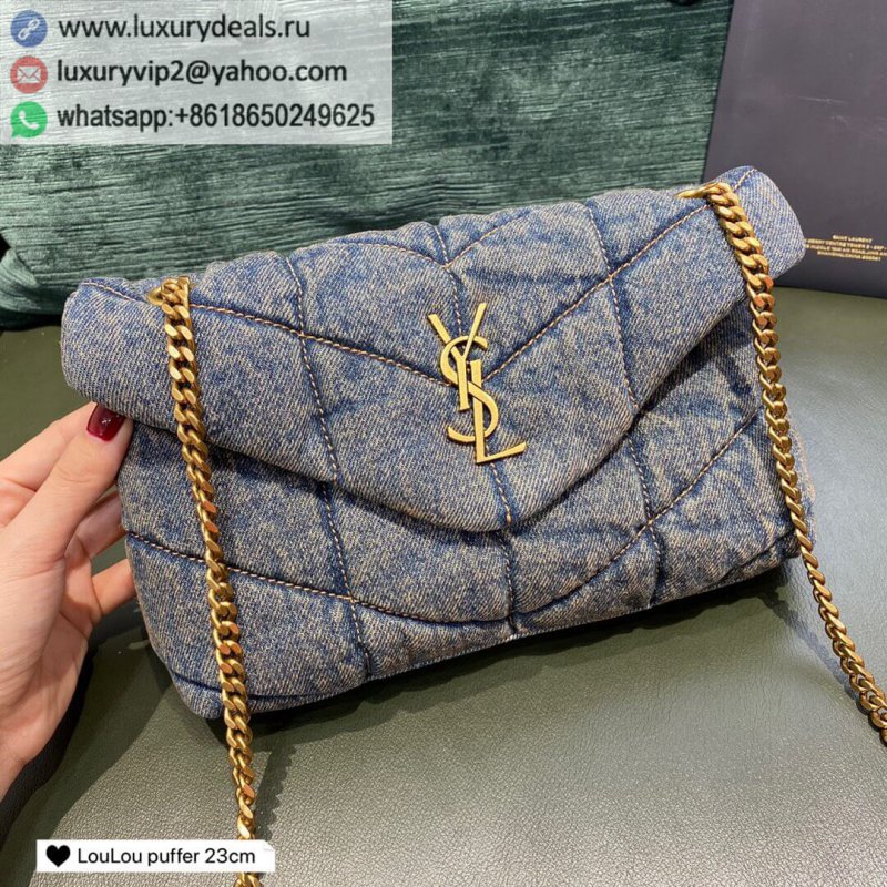 Saint Laurent YSL LouLou puffer bag 620333 mini denim pattern