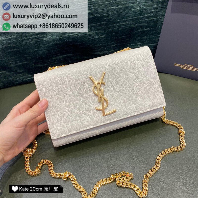 Saint Laurent YSL Kate 20cm Chain Bag 469390 White Gold Buckle