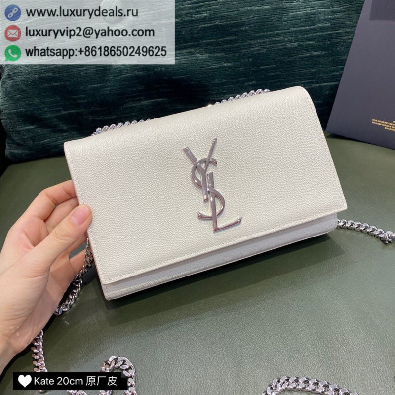 Saint Laurent YSL Kate 20cm Chain Bag 469390 white silver buckle