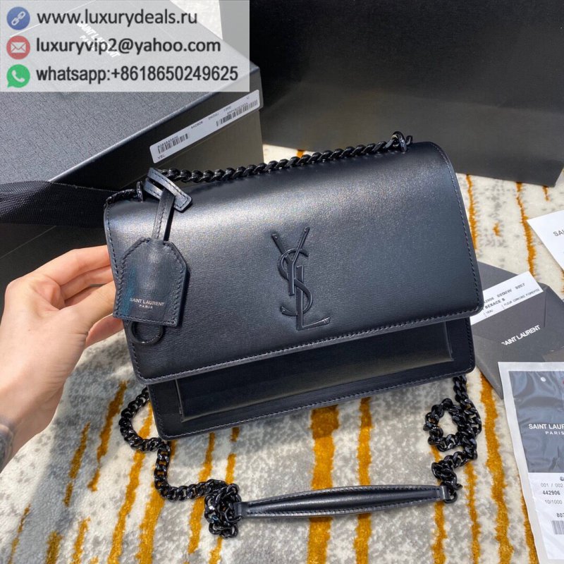 Saint Laurent YSL Sunset 22cm toothpick pattern sunset bag 442906 black black buckle