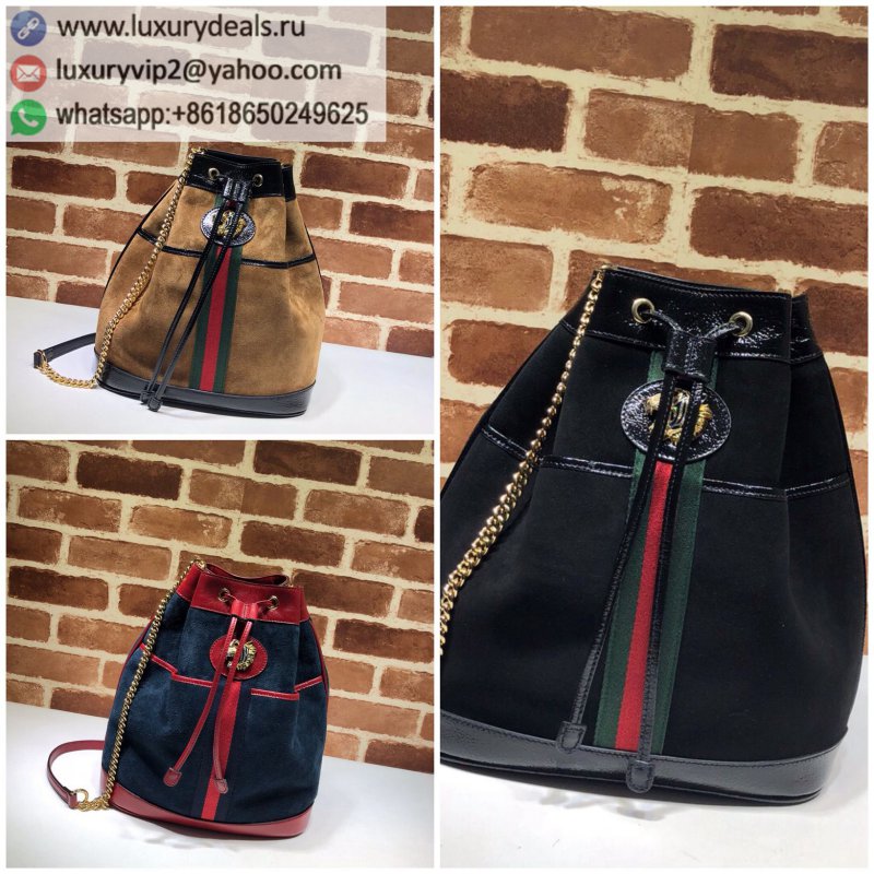 Gucci Suede Tiger Head Rajah Medium Bucket Bag 553961