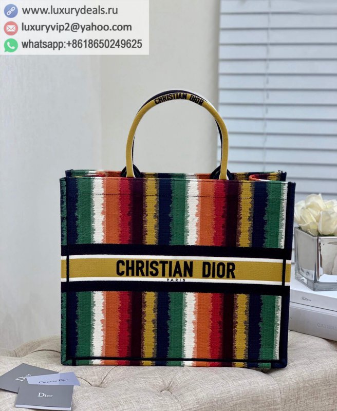 Dior D-Stripes Pattern Embroidered Book Tote Tote Bag M1286ZRFR_M884