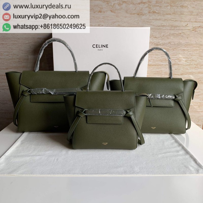 Celine Belt Army Green Palm Print Catfish Bag 189103 189153 189003