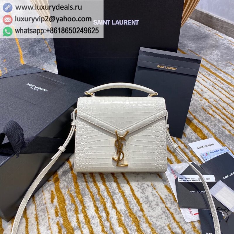 Saint Laurent YSL Cassandra Bag white crocodile pattern 602716