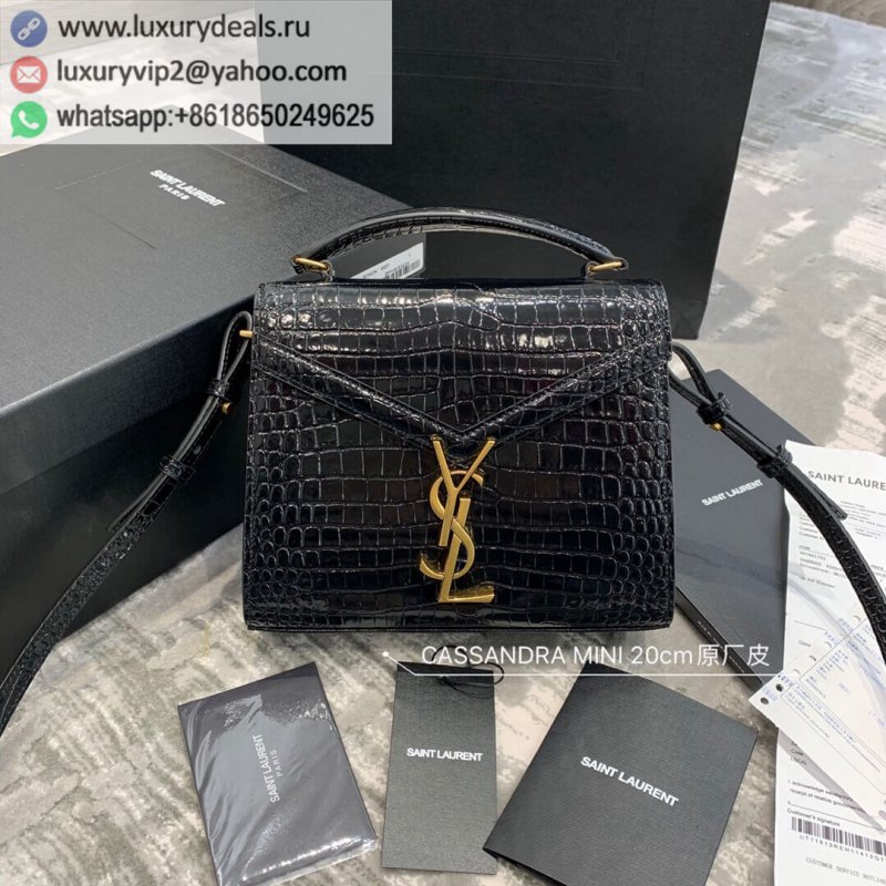 Saint Laurent YSL Cassandra Bag black crocodile pattern 602716