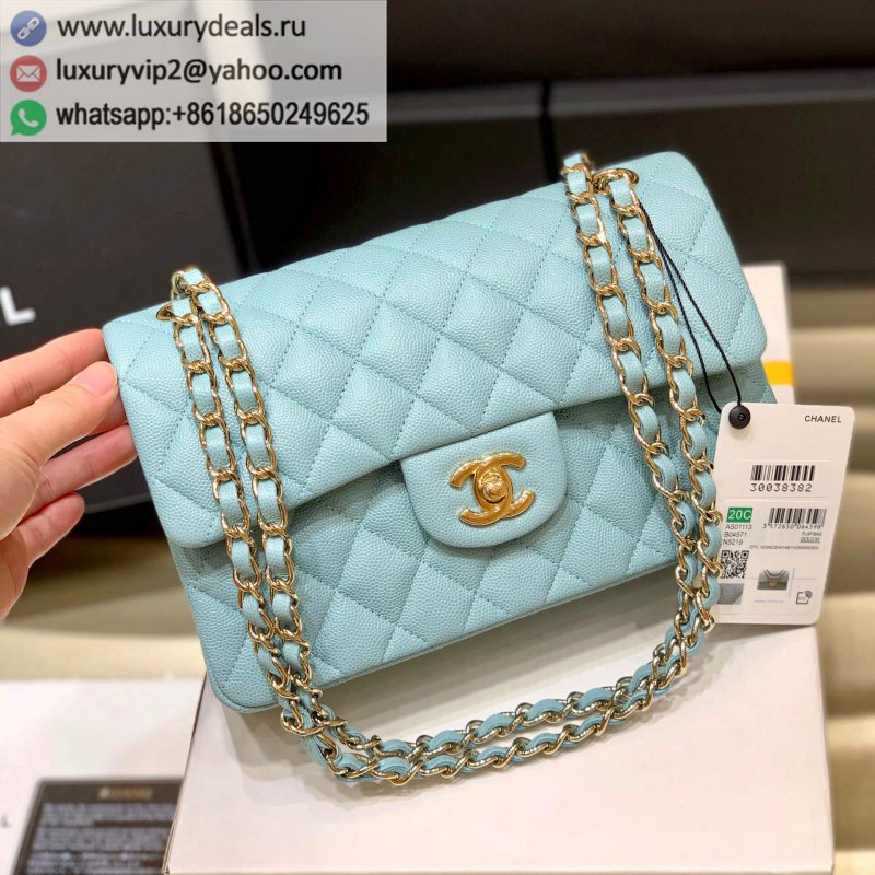 Chanel CF23 tiffany blue ball grain leather shoulder messenger bag AS01113