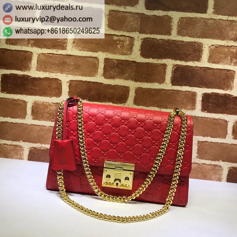 Gucci GG embossed chain shoulder messenger bag 409486