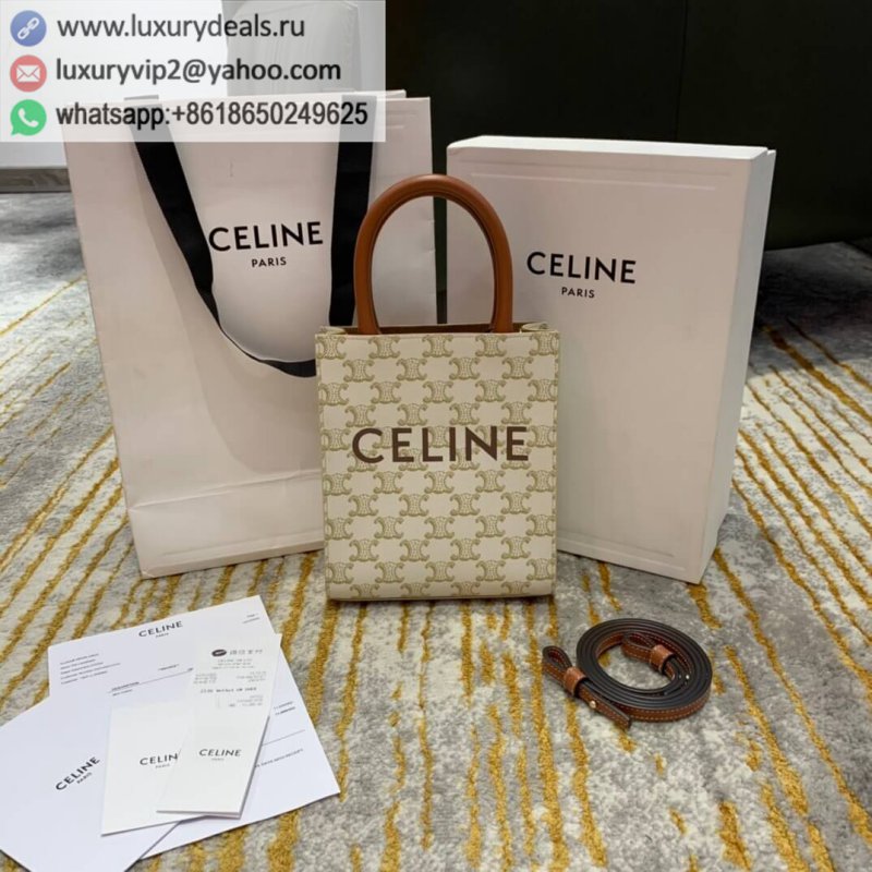 Celine Mini Cabas Tote Bag 194372 white flower