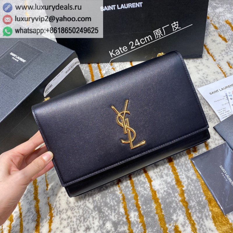 Saint Laurent YSL Kate 24cm Chain Bag 354021 Black Gold Buckle