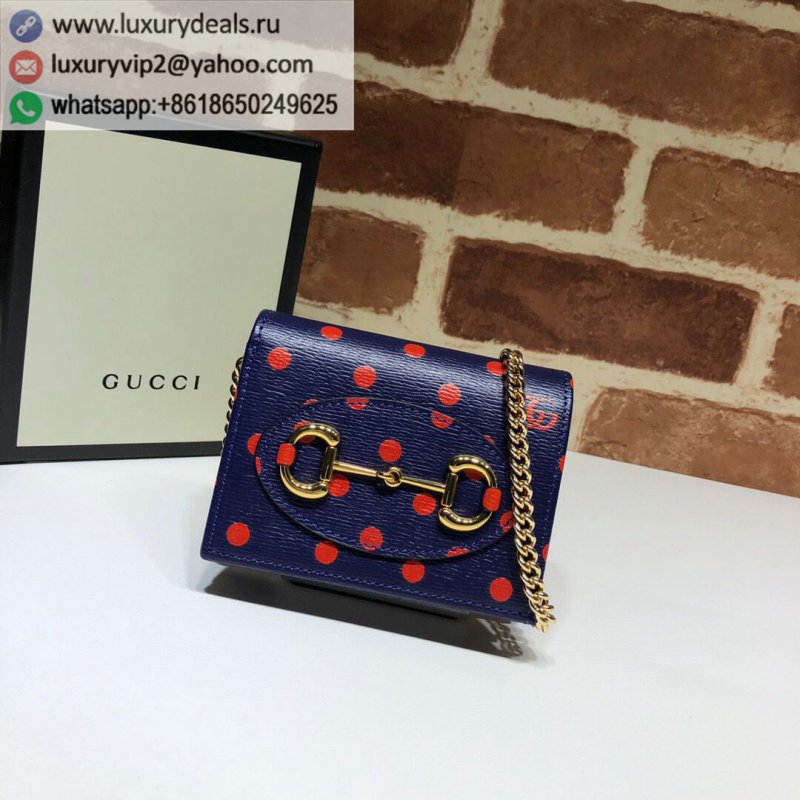 Gucci Horsebit 1955 Series Polka Dot Blue Shoulder Bag 623180