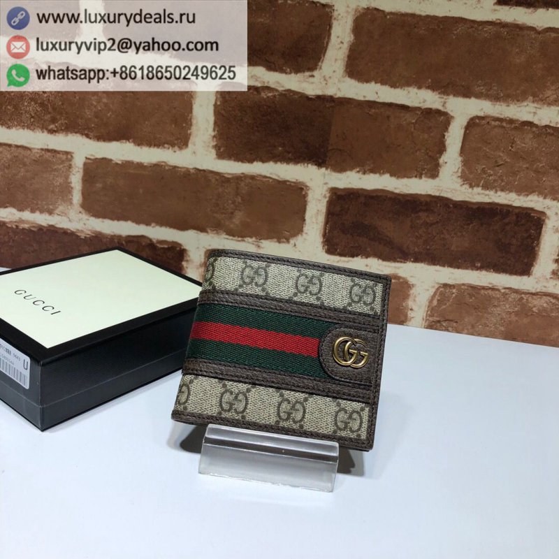 Gucci red and green stripes GG short wallet 597609