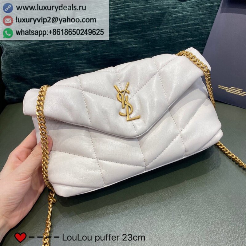 Saint Laurent YSL LouLou puffer bag 620333 white gold buckle