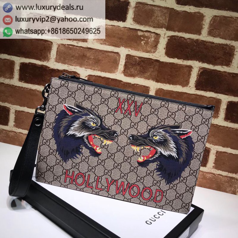 Gucci Wolf Head Pattern Clutch 473904