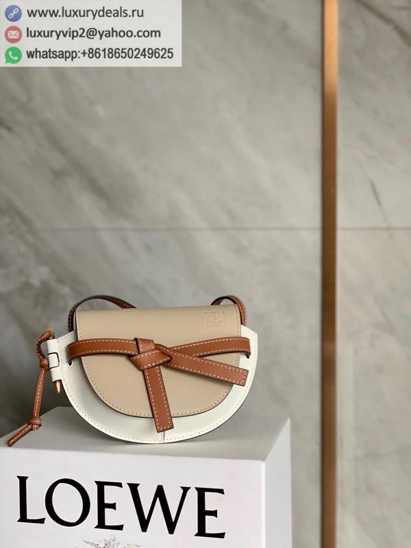 LOEWE Mini Gate bag Saddle Bag 0328 Apricot Fight White 15CM