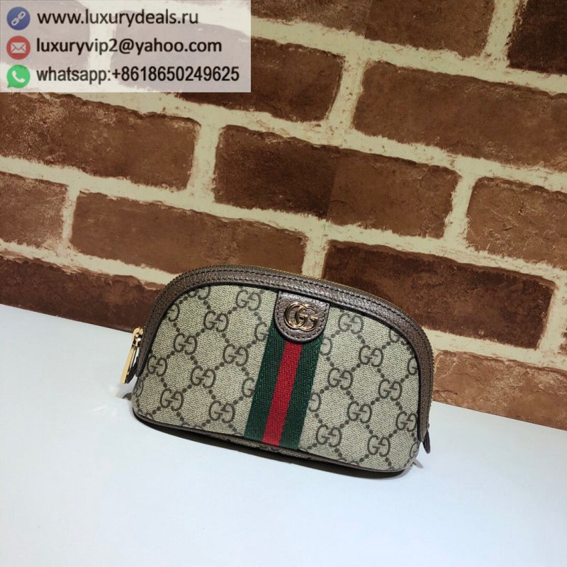 Gucci leather trim red and green striped toiletry bag 625550