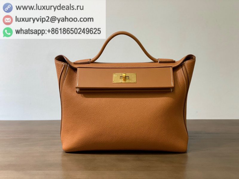 Hermes Kelly 2424 Gold Brown Gold Buckle 29CM