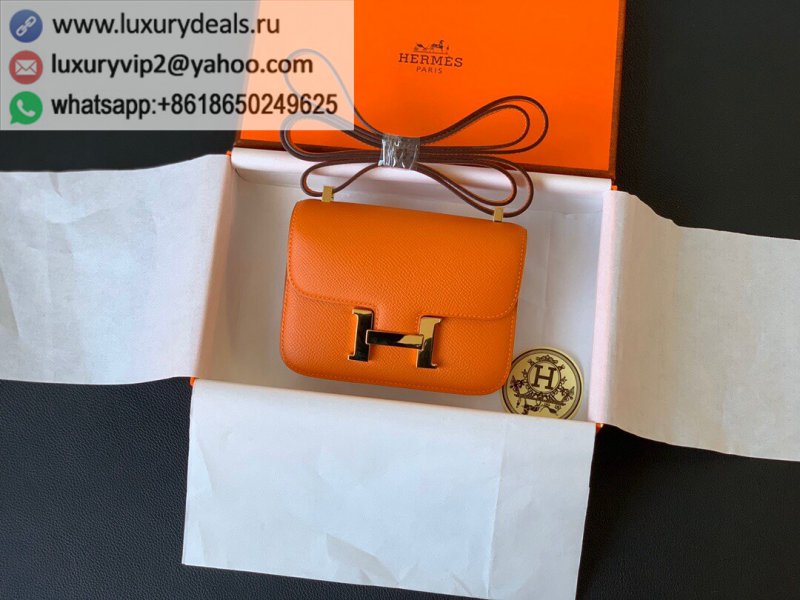 Hermes Constance 14 palm pattern leather Kang Kang bag classic orange gold buckle