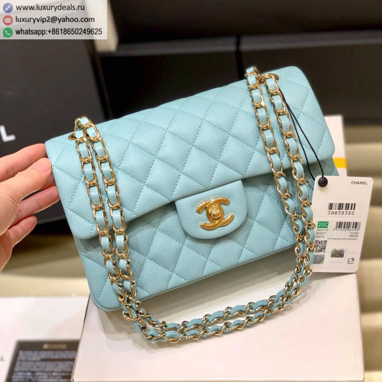 Chanel CF23 Classic flap bag A01113tiffany Women Leather Shoulder Bags Light Blue