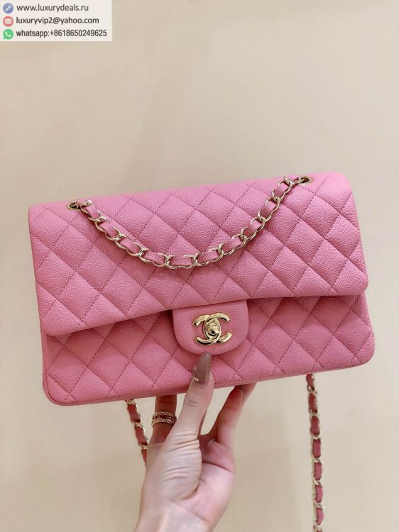 Chanel CF25 Classic flap bag A01112 Women Leather Shoulder Bags Pink