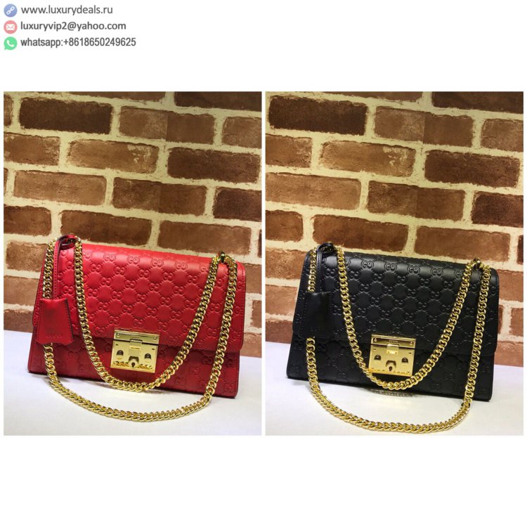 Gucci GG Print Chain Crossbody 409486 Women Shoulder Bags Red, Black