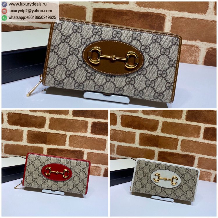 Gucci 1955 Zipper 621889 Women Wallets Brown, White, Red