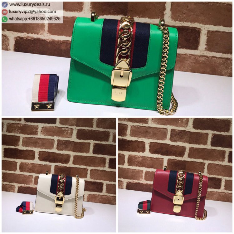 Gucci Sylvie mini Chain 431666 Women Shoulder Bags White, Red, Green