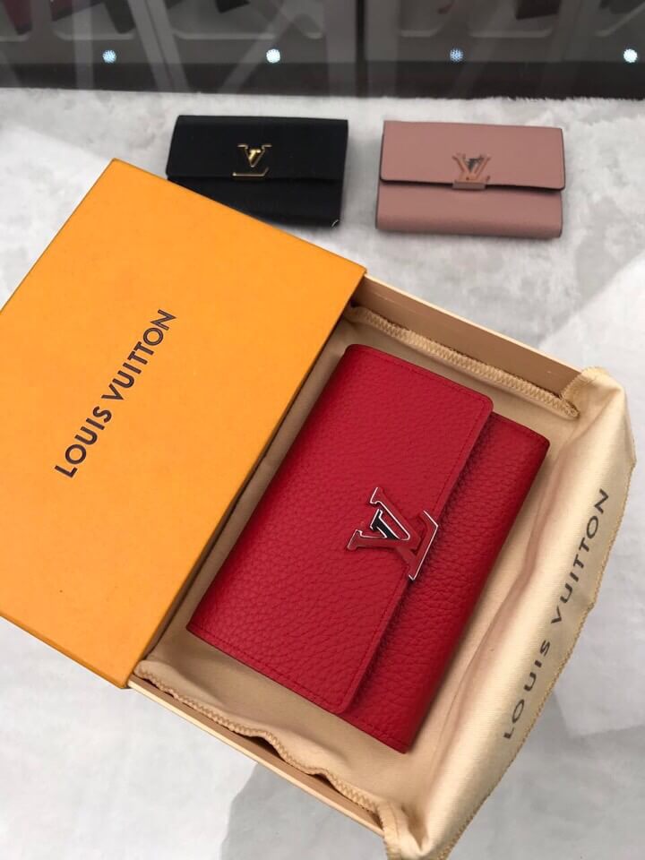 Louis Vuitton LV Capsine M62158 Red Leather Wallets