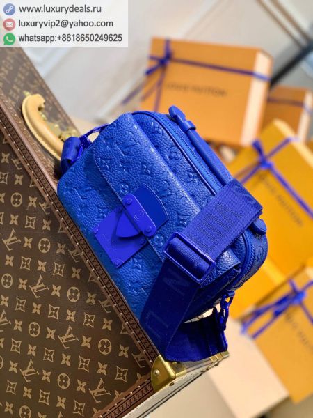 Louis Vuitton LV S Lock Messenger M58488 Blue Leather Shoulder Bags