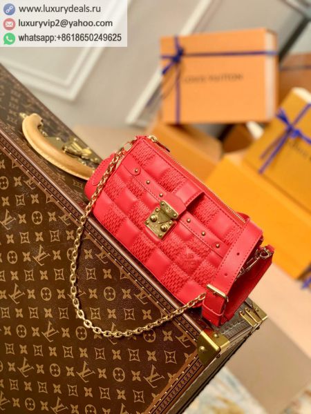 Louis Vuitton LV Pochette Trocadero Camera Bags M59049 Peach Red Leather Shoulder Bags