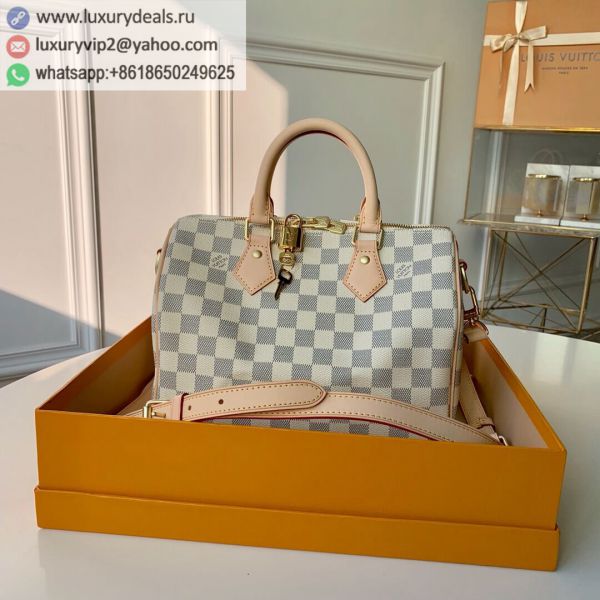 Louis Vuitton LV Speedy 25 M41374 White PVC Tote Bags