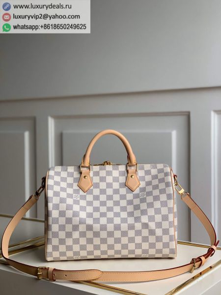 Louis Vuitton LV Speedy 30 M41373 White PVC Tote Bags