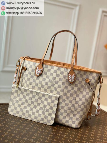 Louis Vuitton LV Neverfull MM N50047 White PVC Shopping Bags